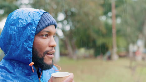hiking, morning and a black man drinking coffee