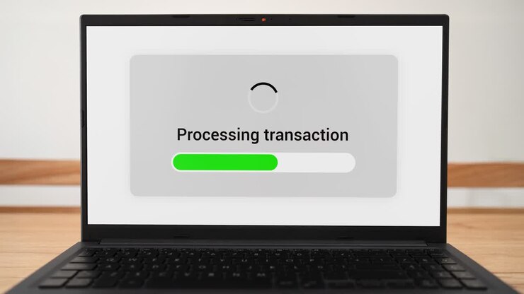 Processing transaction and payment approved. Concept of online banking and ecommerce.