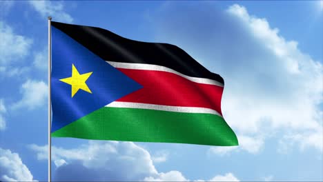 south sudan flag waving in the wind