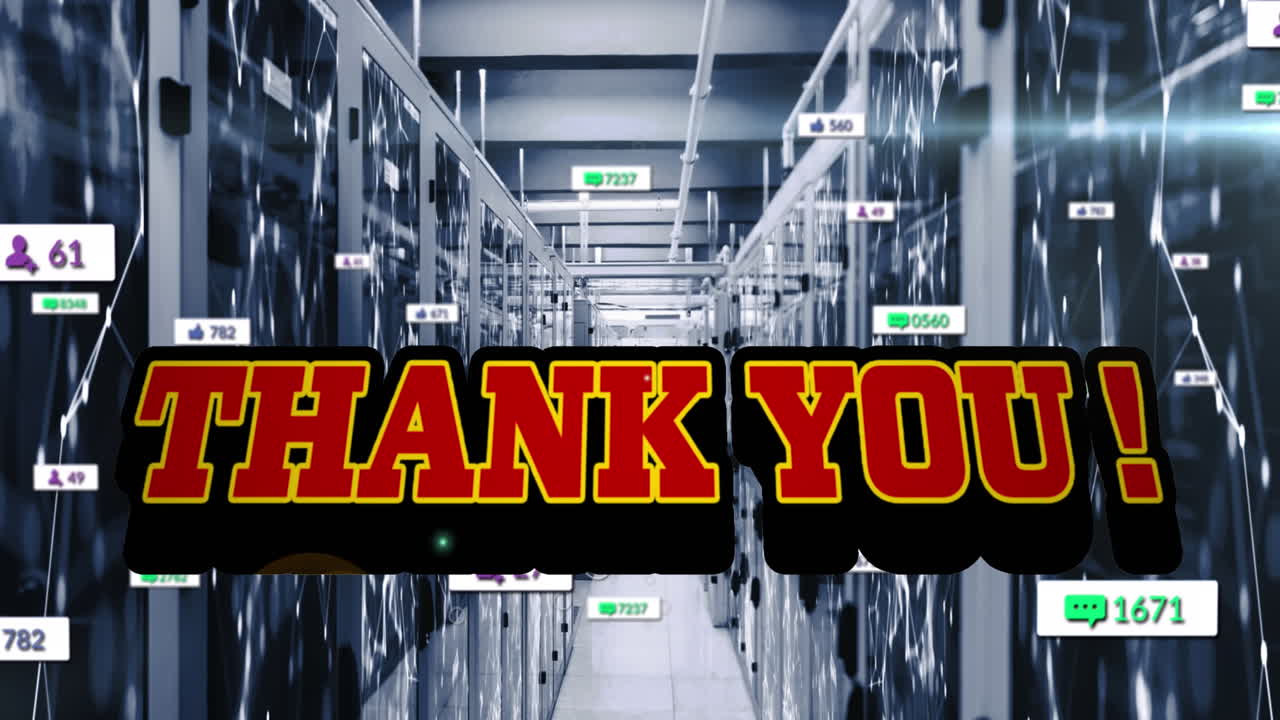 서버  ⁇ 에서 성장하는 감사 텍스트와 숫자의 애니메이션