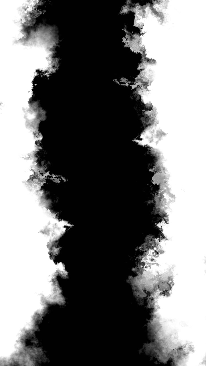 Texture di fumo bianco e nero con pennacchio di nebbia luminoso, spazio negativo scuro e bordi astratti nuvolosi.