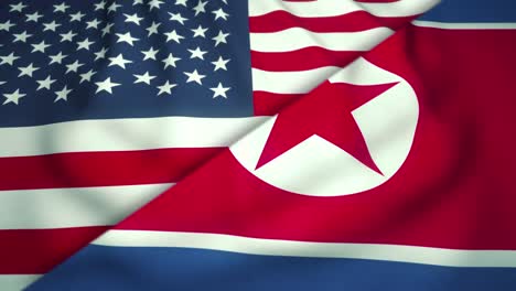 estados unidos y corea del norte concepto de conflicto, relaciones de los países, diplomacia, agitando la bandera animación de bucle