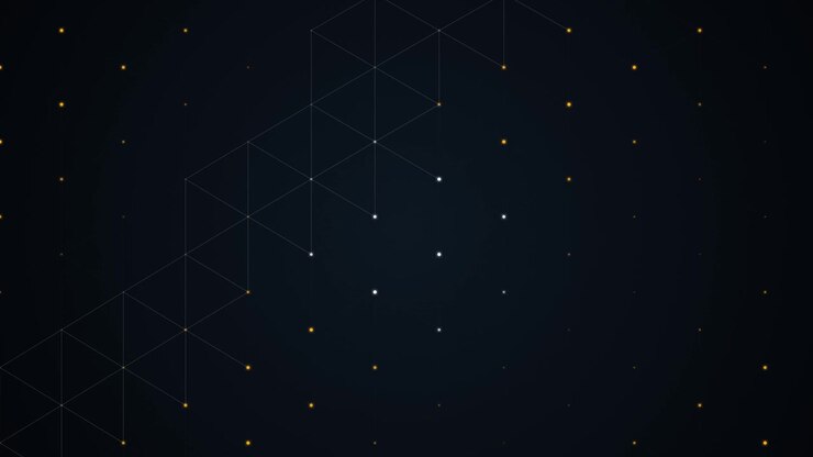 Abstract Digital Background with Shifting Geometric Triangle Grid and Glowing Particles