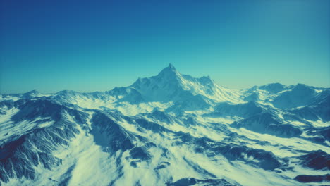 Mountain-winter-Caucasus-landscape-with-white-glaciers-and-rocky-Peak