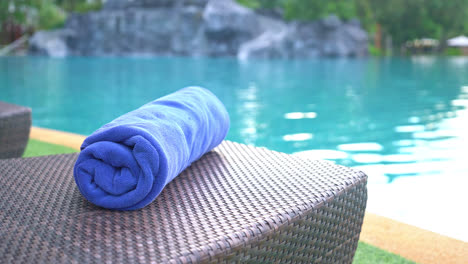 towel on beach chair - travel and vacation concept