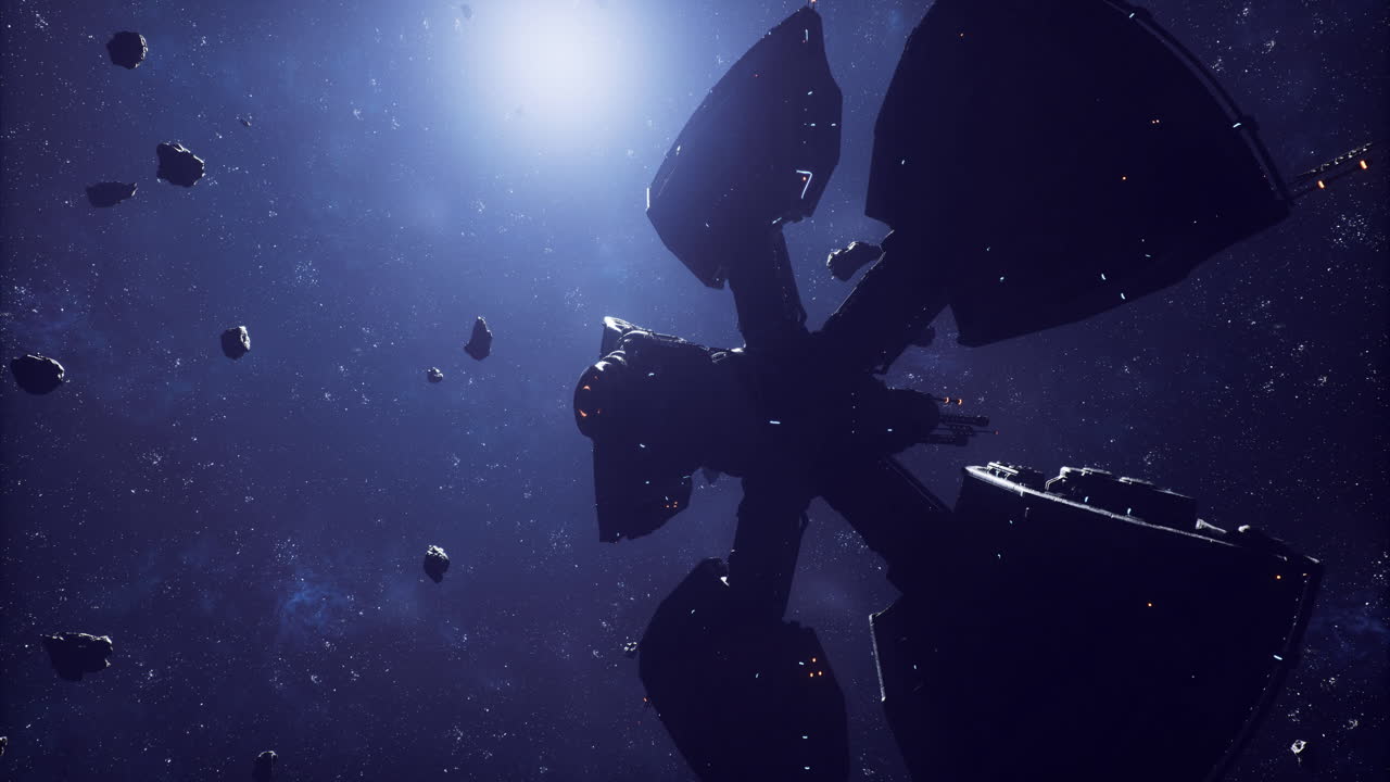 깊은 우주에 있는 우주 정거장