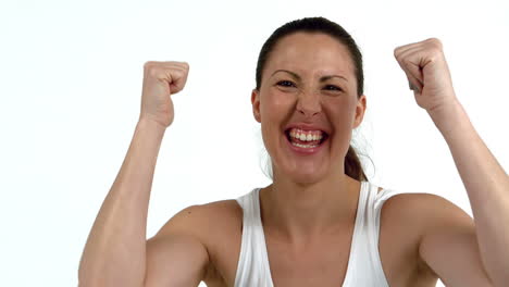 happy woman cheering