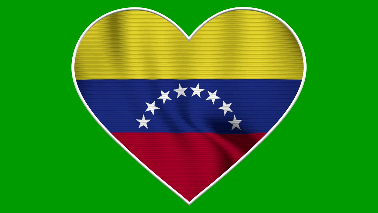 Bucle de Bandera de Venezuela con Corazón de Amor - Bandera realista en 4K ondeando al viento