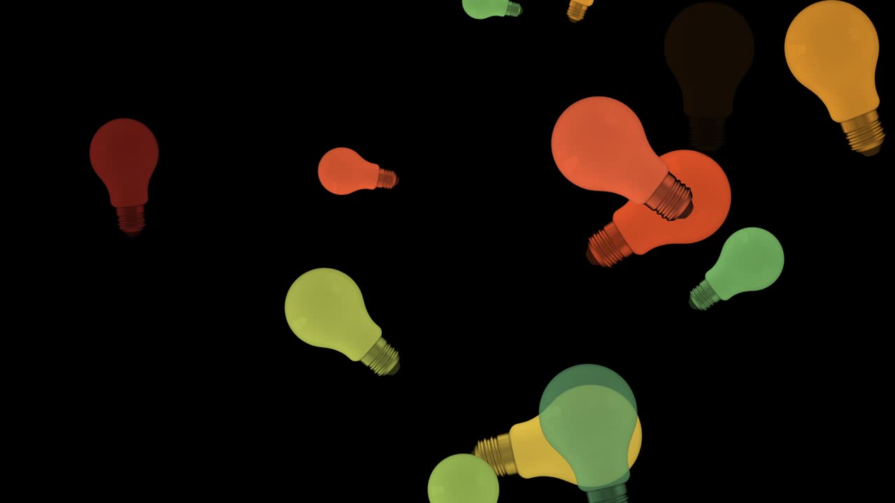 4k 추상 루프 가능한 전구 애니메이션, 검은색 배경