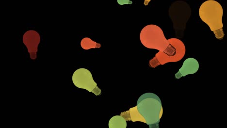animación de bombilla en bucle abstracta de 4k, fondo de color negro