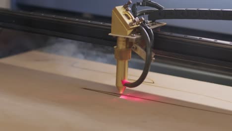 cnc laser cutting machine cuts wooden plank and plywood