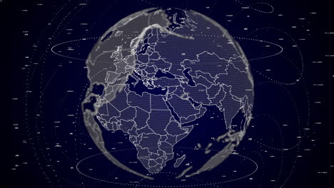 digital-globe-rotating,-zooming-in-on-Israel-country