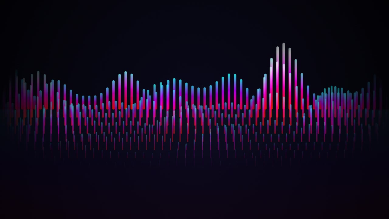 Abstract Digital Audio Waveform Visualization with Vibrant Neon Colors