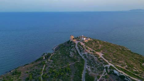 Vista-Aérea-Gran-Angular-De-Cagliari,-Torre-De-Calamosca,-Cerdeña,-Italia