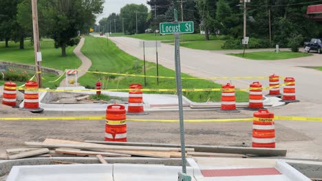 pan of one of several state wide sidewalk, curb and gutter projects in small towns in illinois