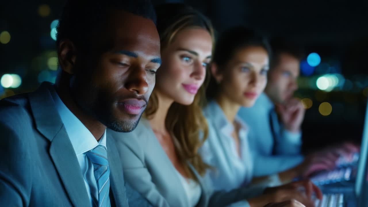 Business team working late in the office
