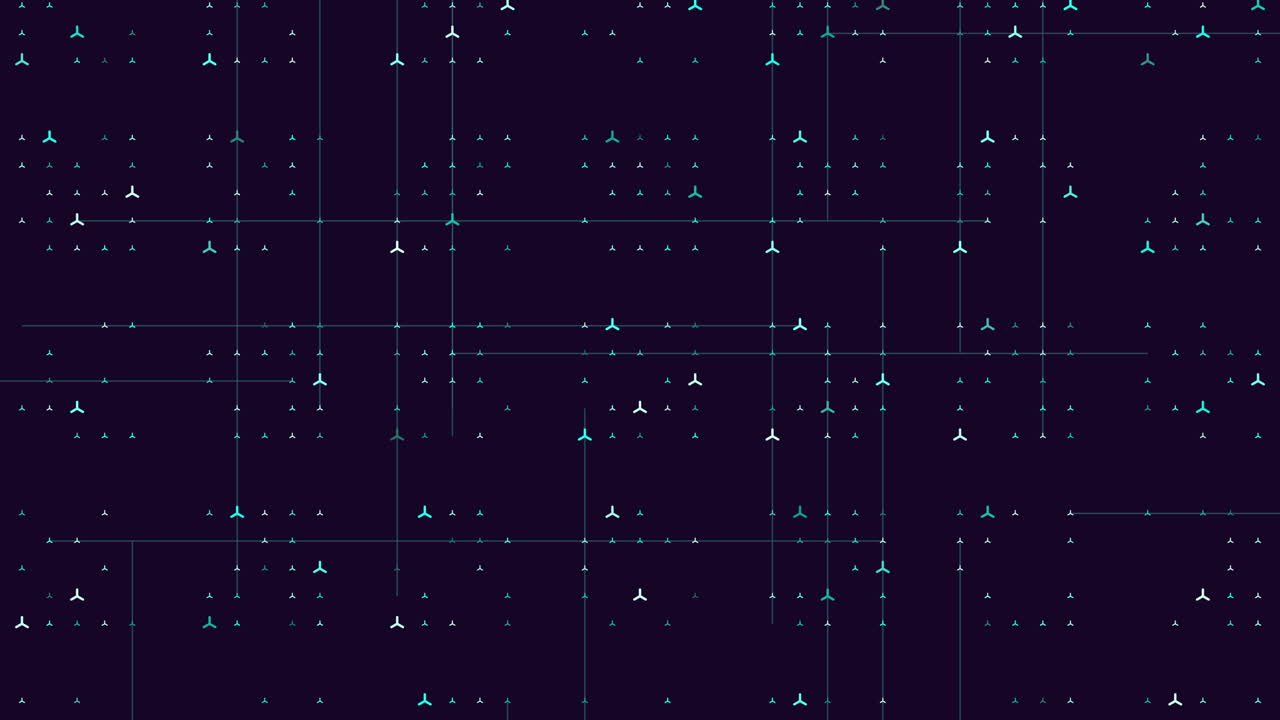 빨간색과 파란색의 원의 그리드의 다채로운 미로 패턴