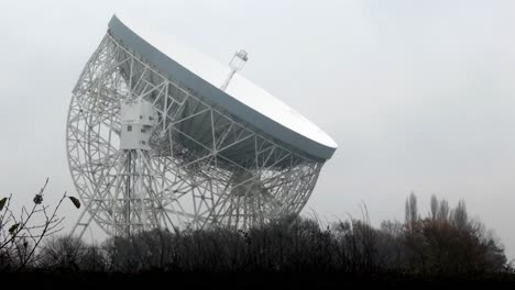 lovell astronomy telescope dish misty morning science technology mid shot