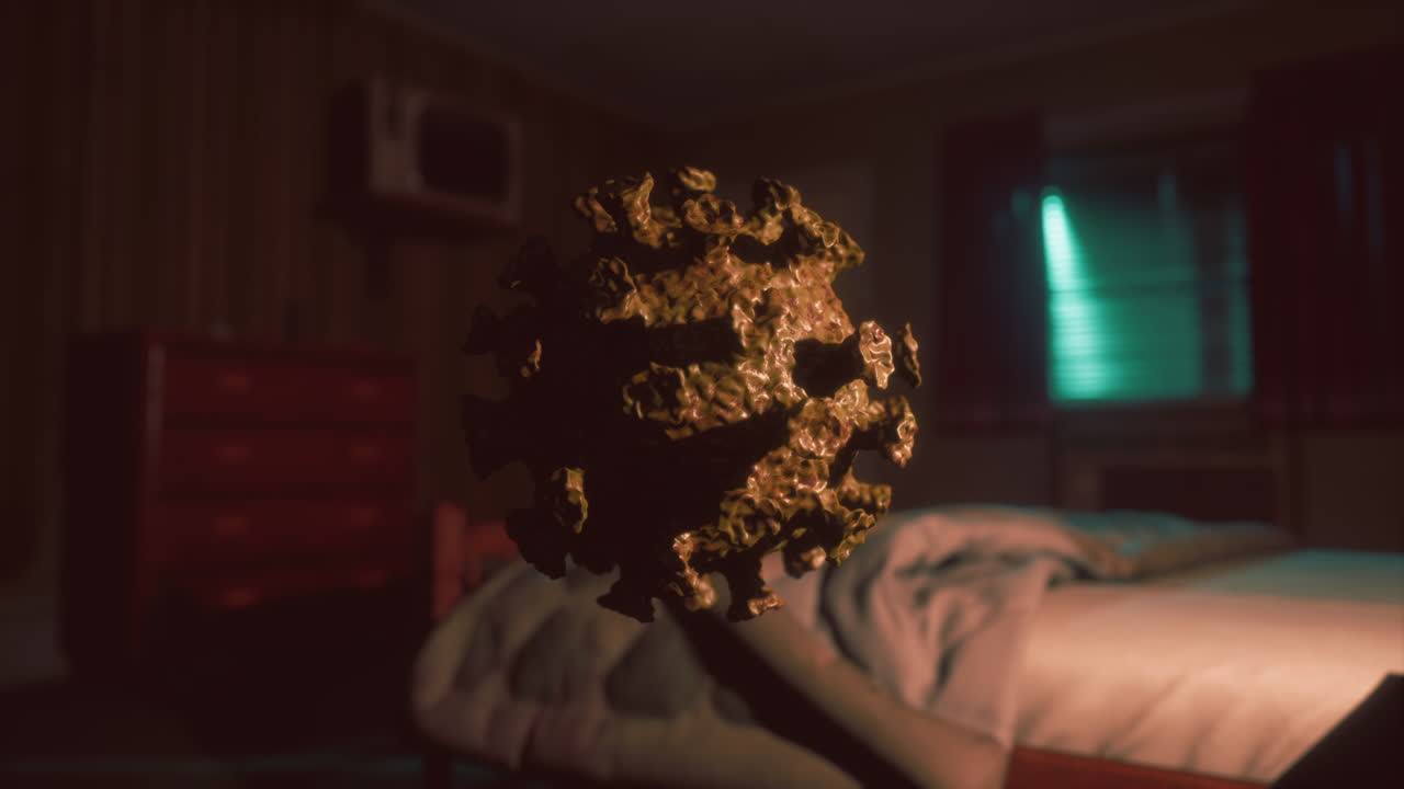 el coronavirus covid19 en una habitación de hotel vacía