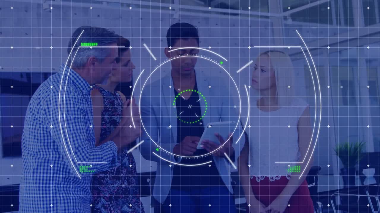 다양한 사업자들에 대한 범위 및 데이터 처리의 애니메이션