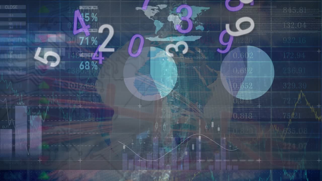 Animation of data processing over globe