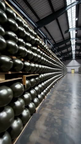 military equipment storage in a factory