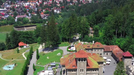 Cantacuzino-Castle,-Drone-Aerial-4K