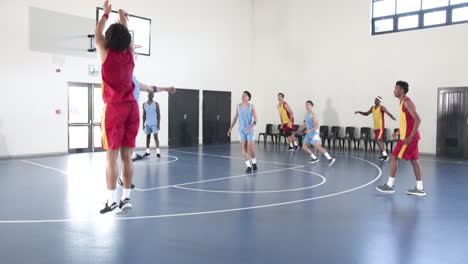 celebrating victory, basketball players showing teamwork and excitement on court