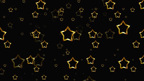 animation of gold christmas stars falling on black background