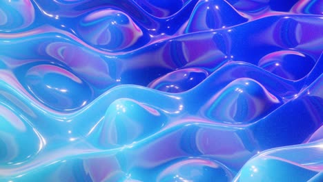 looped festive liquid bg in 4k. abstract wavy pattern on bright glossy surface, liquid gradient blue color, waves on paint fluid in smooth animation. glitters on viscous 3d liquid. creative backdro