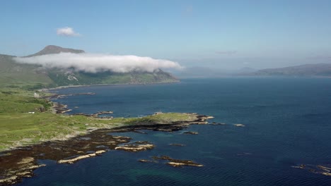 aerial view, looking up the scottish coast on the ardnamurchan peninsular, near the village of kilchoan