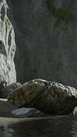 dramatic coastal scene: rocks and cliffs by the sea