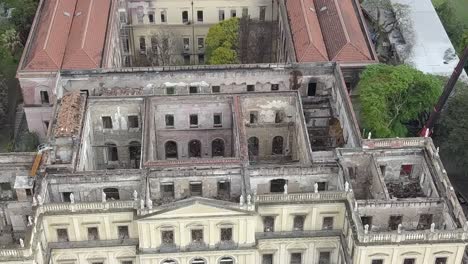 aerial view of the nacional museum of rio de janeiro, brazil, right after it got destroyed by the fire in 2018