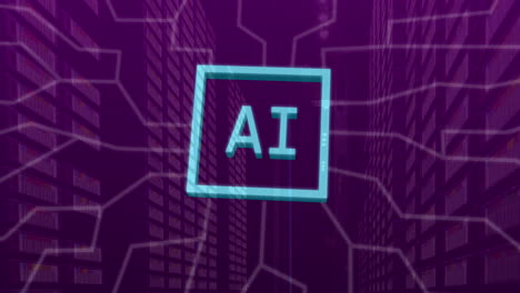 Animation of ai data processing over computer circuit board