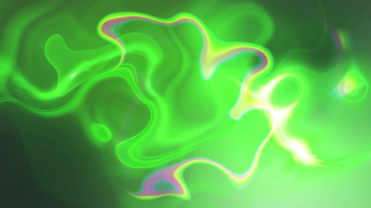 Animation of neon green shapes moving on black background