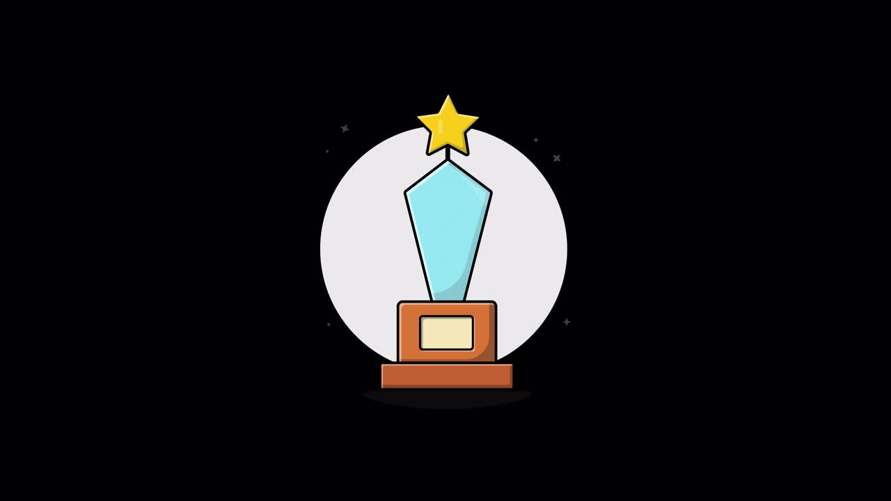 Animated Cartoon Trophy with Appearing Star