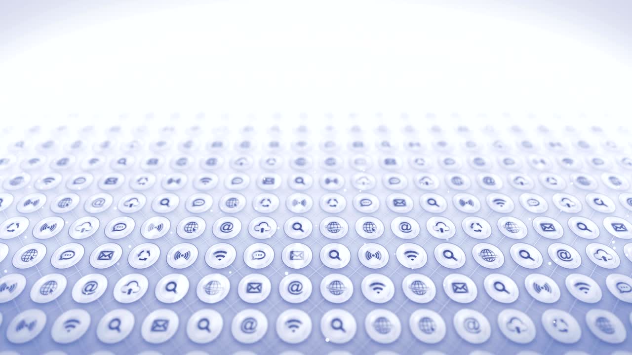 Set of Web Icons, Internet Communication Background, CG Loop Animation,