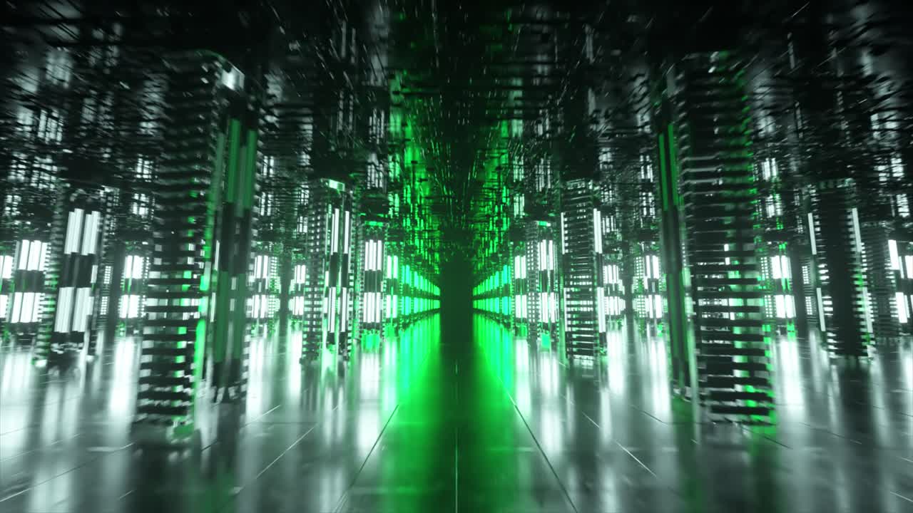 Glowing Green Futuristic Tunnel