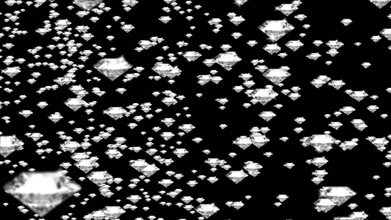Diamonds Falling on Green Screen and Black Background