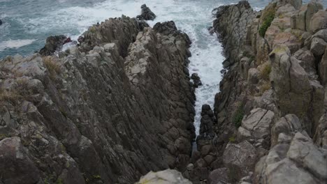 rough seaside at tojinbo, fukui prefecture on the sea of japan