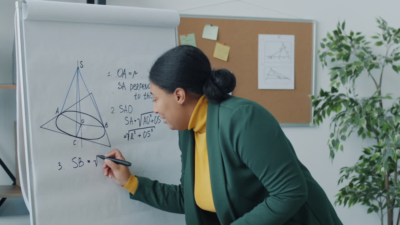 Math Teacher Explaining Geometry on Whiteboard
