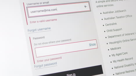 contraseña de dos pasos ingresada en un sitio web del gobierno
