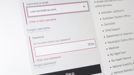 two step password being entered into a government website