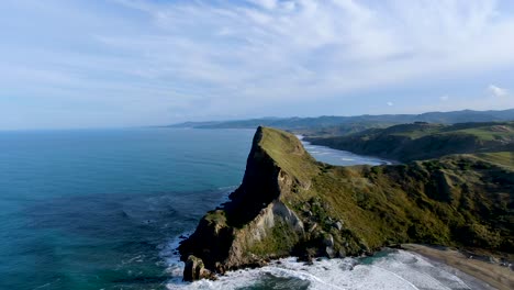 magnificent landscape of new zealand's north island coast - aerial approaching view