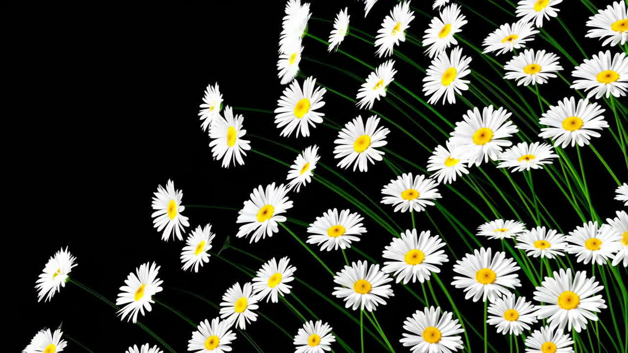 White Daisies on Black Background
