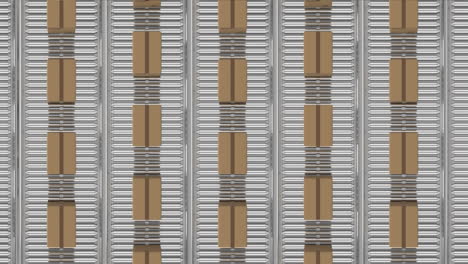 animación de cajas de cartón que se mueven en cintas transportadoras