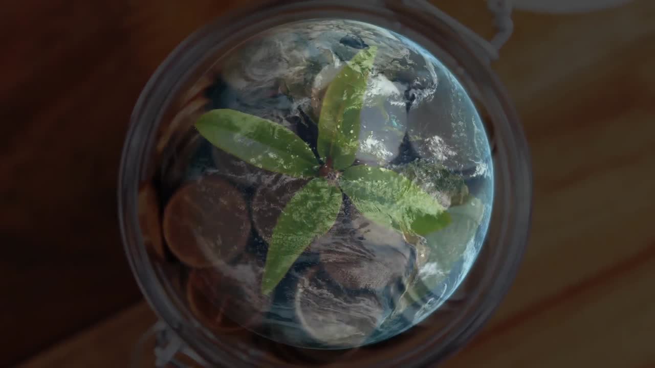 olla con un globo giratorio digital