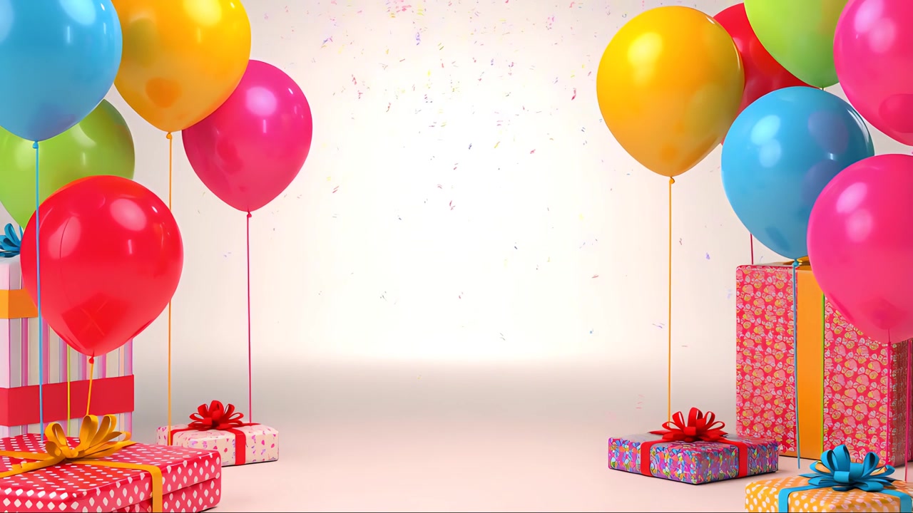 Balonlu doğum günü arka planı 4K