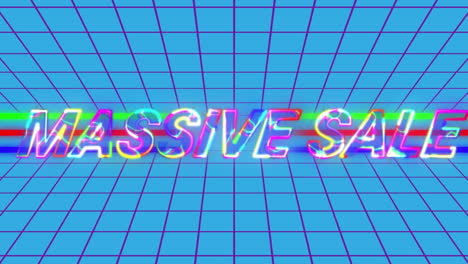 massive sale graphic on moving blue grid background