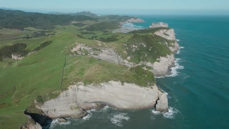 scenic aerial coastal view of cape farewell headland, the most northerly point on the south island, in new zealand aotearoa